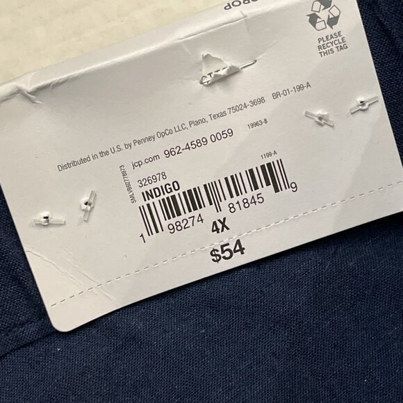 Liz Claiborne Pants Womens 4X Blue Linen Blend Wide Leg‎ Cropped Pull On Comfort - Picture 6 of 10